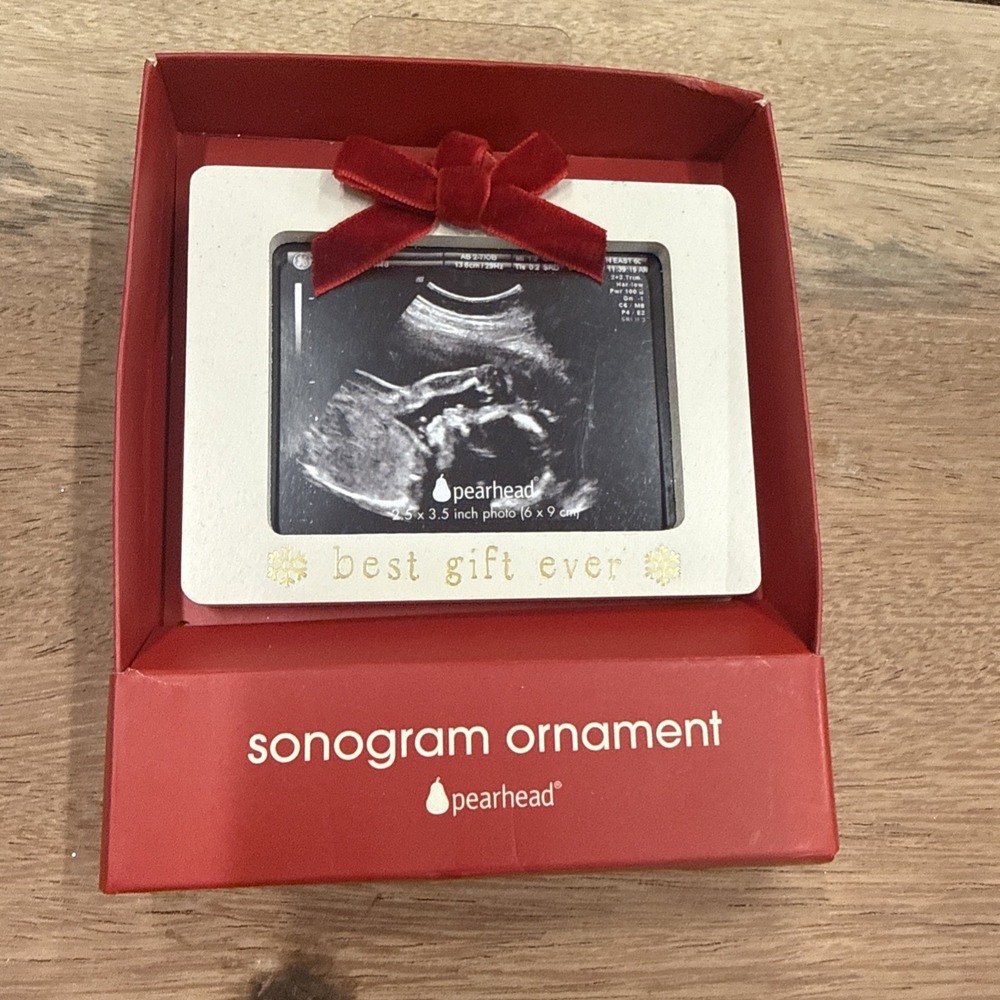 New wooden Pearhead Christmas baby Sonogram Ornament photo frame BEST GIFT EVER